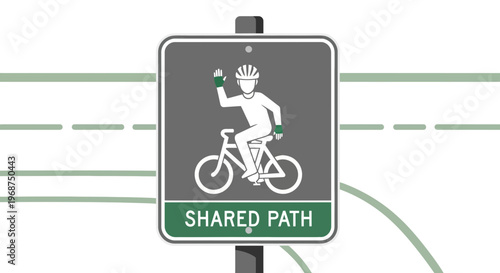 Shared Path Bicycle Signage Symbol Icon For Cyclist Safety Awareness
