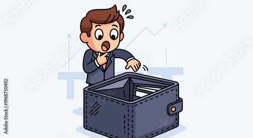 Shocked Businessman Discovering Empty Wallet Financial Crisis Concept