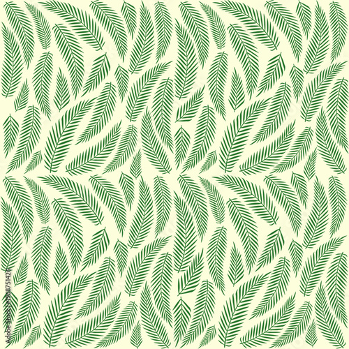 Palm Leaf Seamless Pattern, Tropical Fern Foliage Background, Green Botanical Texture