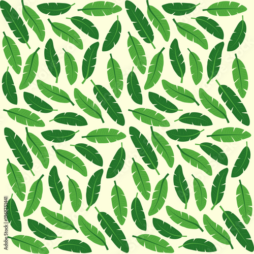 Banana Leaf Seamless Pattern, Tropical Green Foliage Background, Botanical Leaves Texture