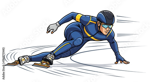 Speed Skater Dynamic Action Pose in Competition