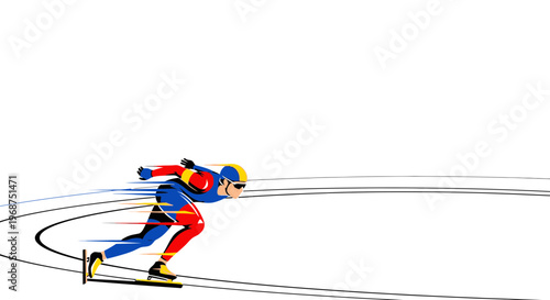 Speed Skater Motion Blur Dynamic Action Sport Illustration