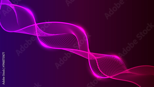 Abstract neon pink wave pattern on dark gradient background, creating dynamic and futuristic visual effect