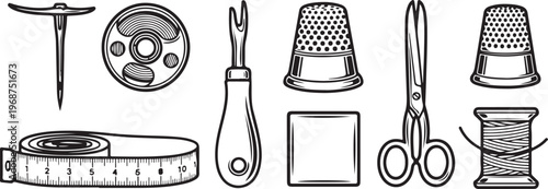 A collection of basic tools and measuring instruments on a white background Vector