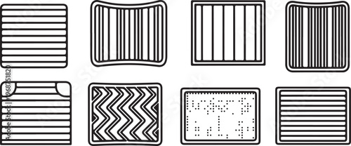 Diagram of various window styles with different grid patterns and designs Vector