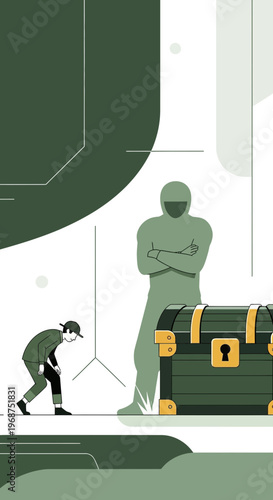 The Thief And The Guard Protecting A Treasure Chest