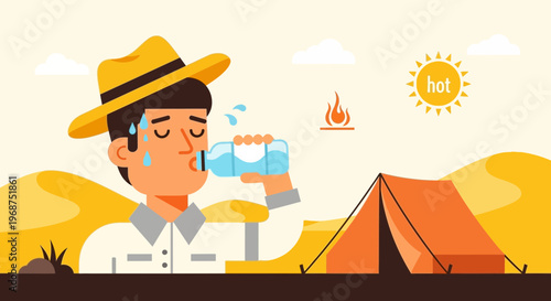 Thirsty Camper Survives Intense Desert Heat Under Scorching Sun