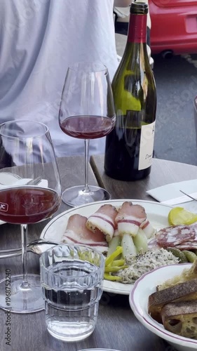 “Outdoor Table With Wine and Charcuterie 4K Ultra HD Video, Elegant Al Fresco Dining Setup, Cheese and Meat Platter, Glass of Red Wine, Summer Garden or Patio Scene, Relaxing Lifestyle Footage