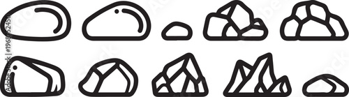 A collection of simple black and white icons representing different objects Vector
