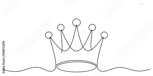 Tableau sur toile A minimalist single continuous line drawing of a royal crown illustration on a plain background