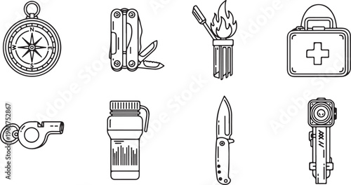 Collection of vintage and antique mechanical devices and tools Vector