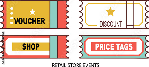 Retail Store Event Tickets and Tags Set