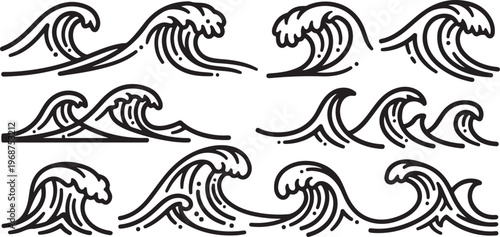 Abstract art with flowing black lines on a white background Vector