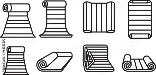 Illustrated icons of household items including a ladder, bookshelf, and vacuum cleaner Vector