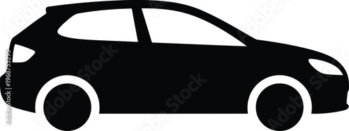 Silhouette Modern Hatchback Car Side View Simple Minimalist Icon vector illustration