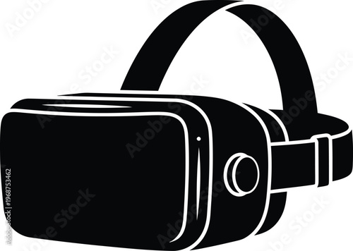 Silhouette modern virtual reality headset device digital technology black vector illustration