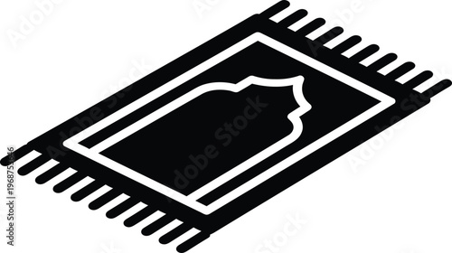 Silhouette of an isometric Islamic prayer rug for religious worship vector illustration