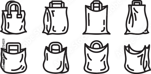 Various styles of handbag outlines in outline drawing format Vector