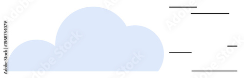 Cloud technology, data storage, networking, speed in technology, digital environment, modern computing. A single cloud with motion lines indicating speed and data movement. Cloud technology and data