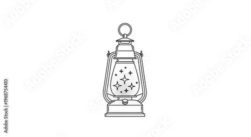 A line drawing of a lantern with stars.