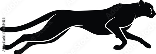 Silhouette running cheetah wild animal elegant predator speed dynamic vector illustration