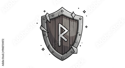 A shield with a rune symbol on it.