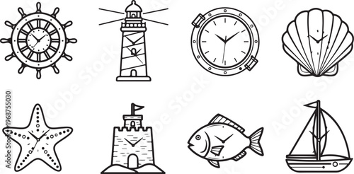 Diverse collection of mechanical and scientific sketching illustrations Vector