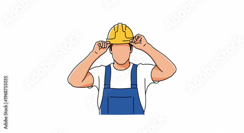 A worker adjusts his hard hat on a worker day labor