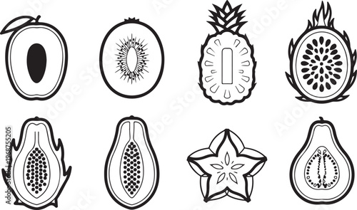 Line art symbols representing art, nature, architecture and astronomy Vector