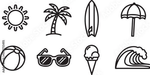Simple black and white line drawings of everyday objects and symbols Vector