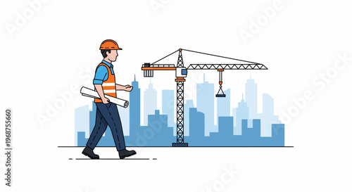 A worker celebrates labor day with a worker near a crane