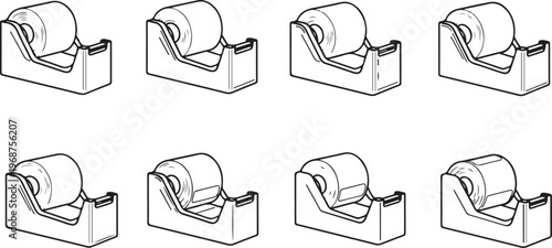 Vintage illustrations of spinning wheels in various stages of use Vector