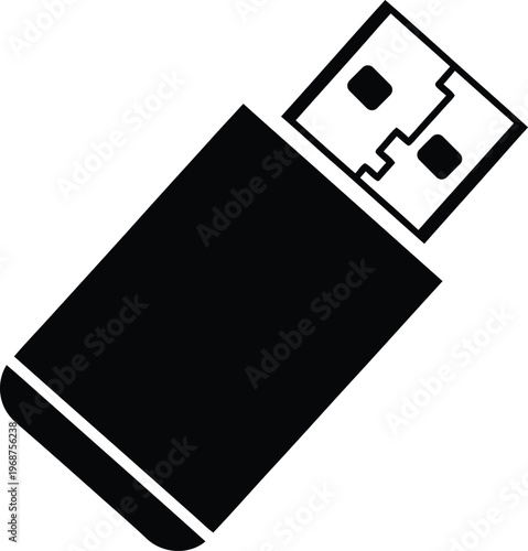 Silhouette USB flash drive data storage device icon vector illustration
