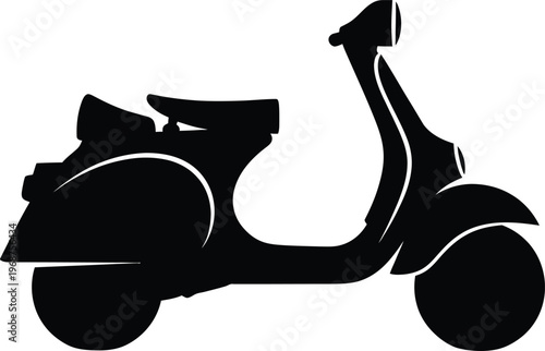 Silhouette vintage scooter parked on a plain white background vector illustration