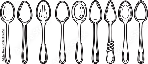 A set of nine different types of metal hooks with loops and screws Vector