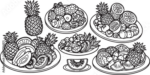 A collection of antique silverware patterns with intricate floral designs Vector