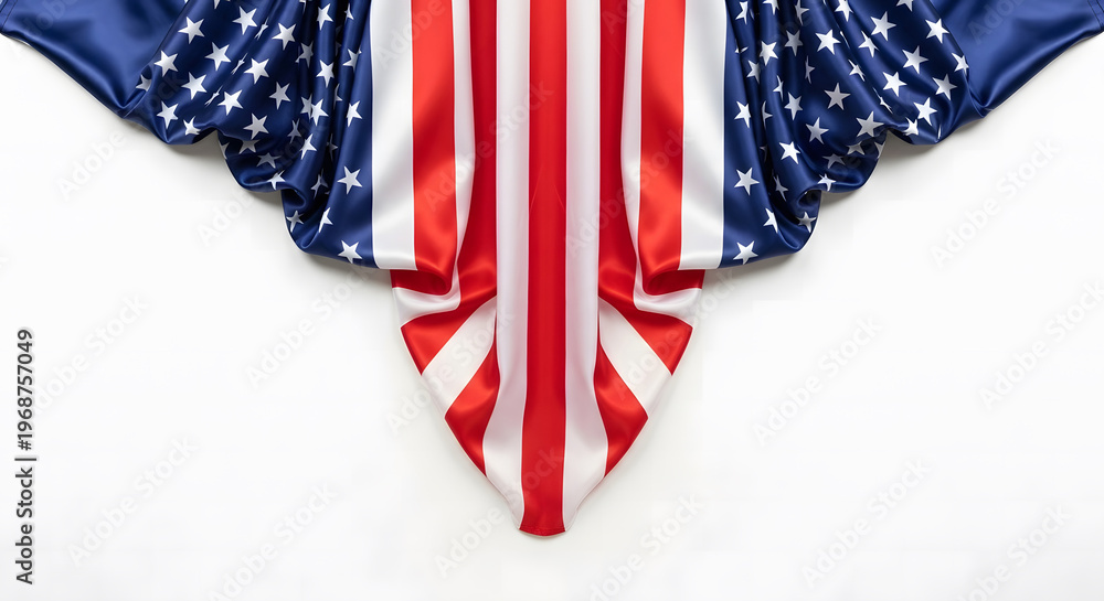 Obraz premium Draped american flag fabric with stars and stripes isolated on white background