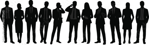 WebBusiness professionals silhouettes teamwork corporate unity leadership success collaboration group meeting – flavector