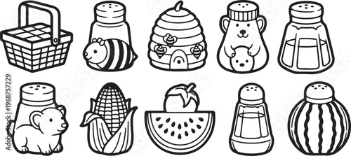 A collection of ten whimsical cartoon vases with unique patterns and designs Vector