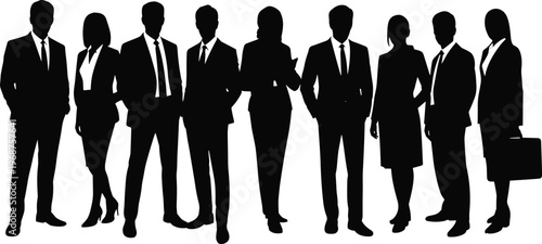 WebBusiness team silhouettes in formal attire unity concept corporate workforce – flavector