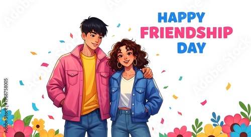 Happy friendship day celebrating bonds with friends illustration
