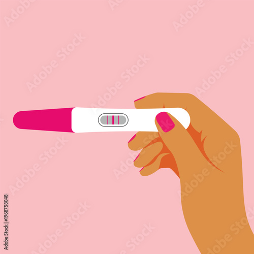 Woman Holding Pregnancy Test Stick Positive Result Women Health Concept