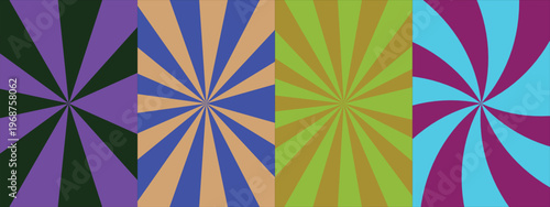 Vibrant sunburst backgrounds in striking color combinations, radial burst patterns for dynamic visuals