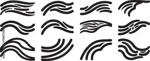 Hand-drawn wave patterns in various styles and orientations Vector