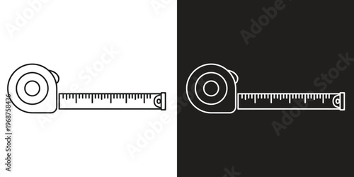 measuring tape and screw on white background flat design vector illustration