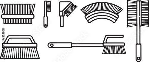 Illustration of various types of nails and screws in a simplified style Vector