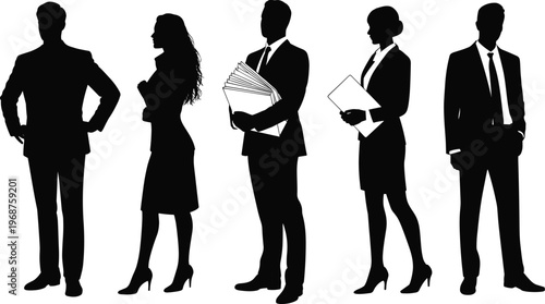 WebBusiness professionals teamwork corporate silhouettes office collaboration success unity concept flavector