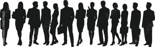 WebBusiness silhouettes of diverse professionals standing together in corporate teamwork unity – flavector