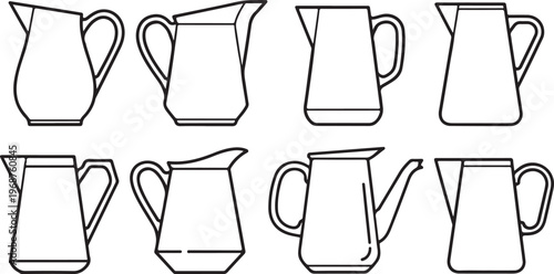 Hand-drawn illustration of a vase with various artistic styles and perspectives Vector