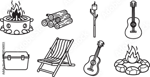 Everyday objects illustrated with simple line drawings Vector